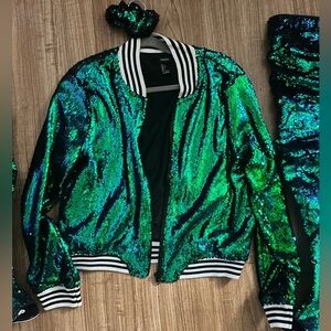 Mermaid sequin bomber jacket sz L